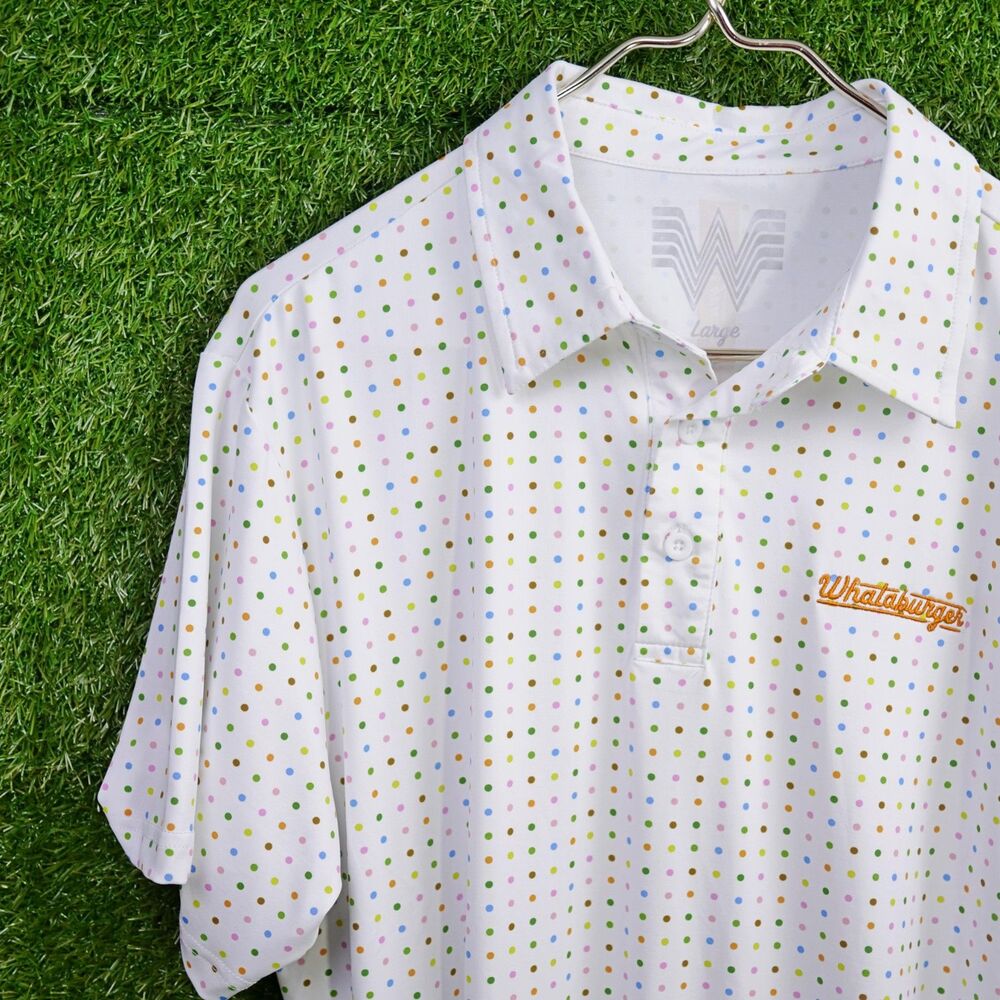 Whataburger Polka Dot Golf Polo White - Men's Size L